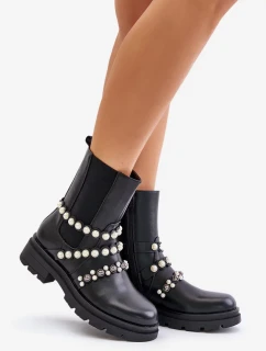 Dámske členkové topánky s ozdobnými remienkami Black Sintitia