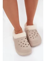 Dámske penové papuče zateplené kožušinou - khaki Palvine