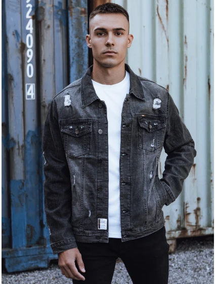 Pánská šedá džínová bunda model 21980259 - Dstreet Pánská šedá džínová bunda model 21980259 - Dstreet