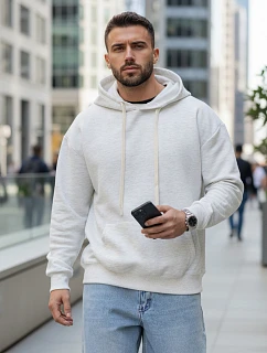 Pánska klokanka s kapucňou svetlo šedá FashionStreet BX5950