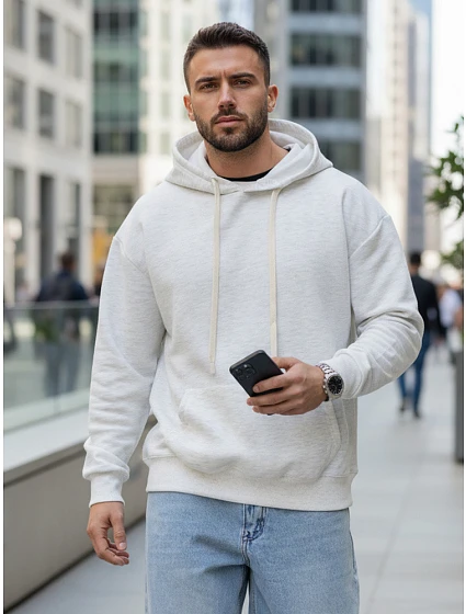 Pánska klokanka s kapucňou svetlo šedá FashionStreet BX5950