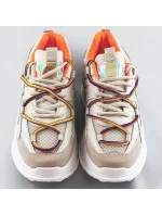 Béžové dámske sneakersy s dvojitými šnúrkami (7001)
