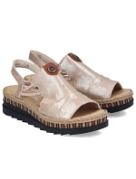 Dámske zlaté sandále na klinoch Rieker V7972-60