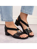 Dámské kožené sandály s pásky černé model 22050364 - Rieker