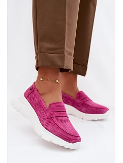 Dámské mokasiny z přírodního semiše na platformě Vinceza 79626 Fuchsiová