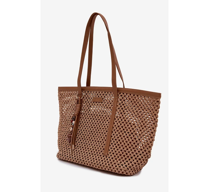 Pletená taška typu s přívěskem světle hnědá model 22111690 - Flora&Co