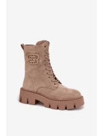 Dámska zateplená členková obuv so zdobením DA183P Beige - Seastar Dámska zateplená členková obuv so zdobením DA183P Beige - Seastar