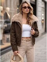 Dámská zimní semišová bunda s kožešinou, hnědá, FashionStreet TY5698