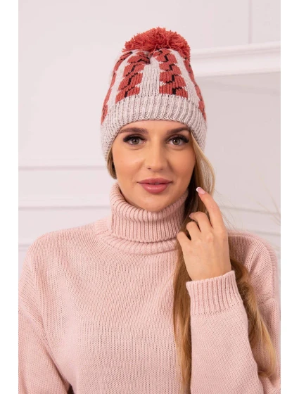 Dámská čepice s bambulí Rozalia model 18751651 - K-Fashion Dámská čepice s bambulí Rozalia model 18751651 - K-Fashion