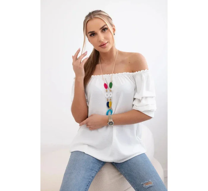 Španielska blúzka s ozdobnými rukávmi ecru Španielska blúzka s ozdobnými rukávmi ecru