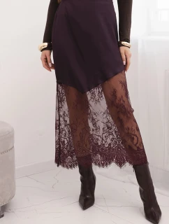 Dámská viskózová sukně s krajkou švestková