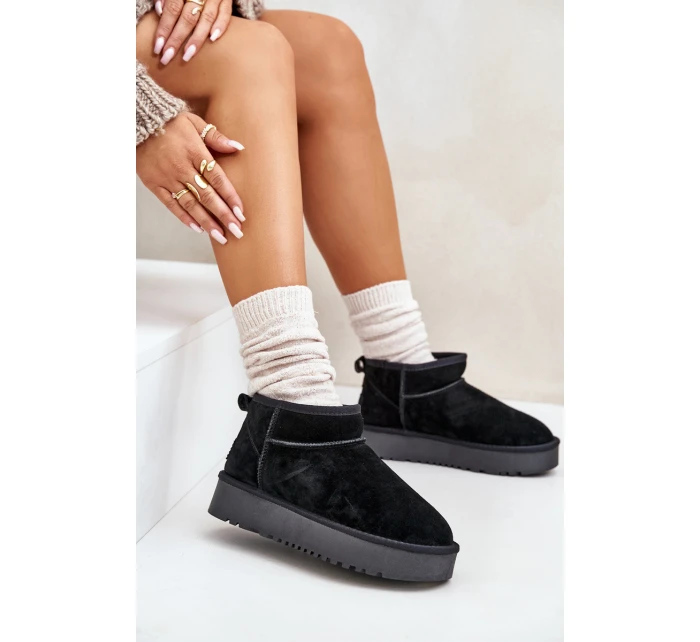 Dámské semišové sněhule na platformě černé model 21670434 - Boto