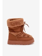 Śniegowce Damskie Z Futerkiem I Wiązaniem Na Platformie Camel Marinna Śniegowce Damskie Z Futerkiem I Wiązaniem Na Platformie Camel Marinna