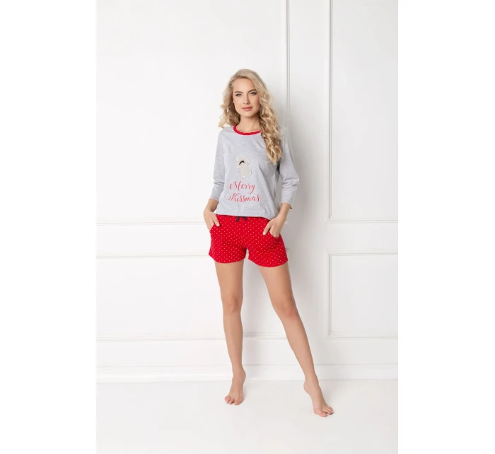 Pyžamo Cookie Short Grey-Red - Aruelle