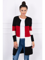 Dámsky pletený sveter Kesi - čierna + červená + biela