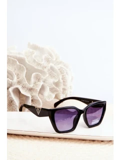 Dámske klasické slnečné okuliare so zlatými detailmi UV400 čierne