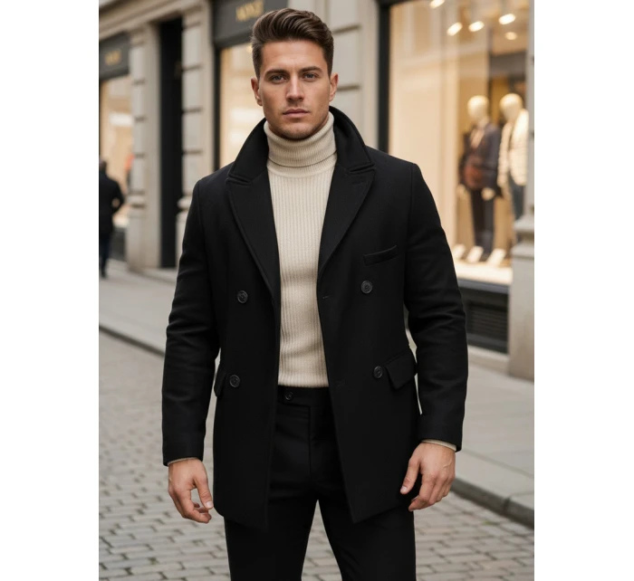 Pánsky čierny kabát FashionStreet CX0433