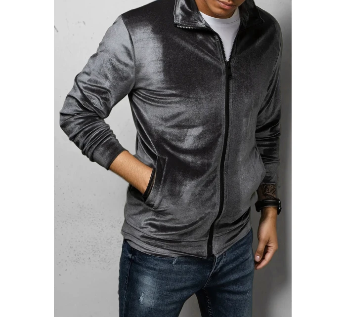 Pánská šedá velurová mikina model 21967343 - Dstreet