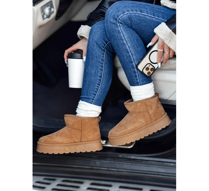 Dámske snežnice na platforme camel BRINETTO FashionStreet ZY0549