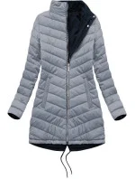 Tmavomodro-šedá obojstranná dámska zimná bunda s kapucňou (w214big) Tmavomodro-šedá obojstranná dámska zimná bunda s kapucňou (w214big)