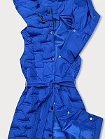 Dámska dlhá vesta v chrpovej farbe s opaskom (JIN217)