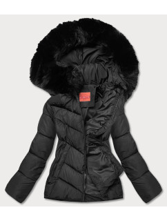 Krátka čierna dámska zimná bunda (TY035-1)