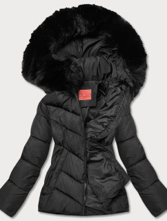 Krátka čierna dámska zimná bunda (TY035-1)