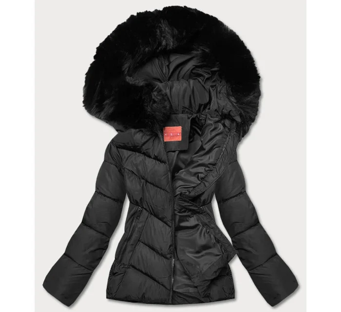 Čierna krátka dámska zimná bunda (TY035-1)
