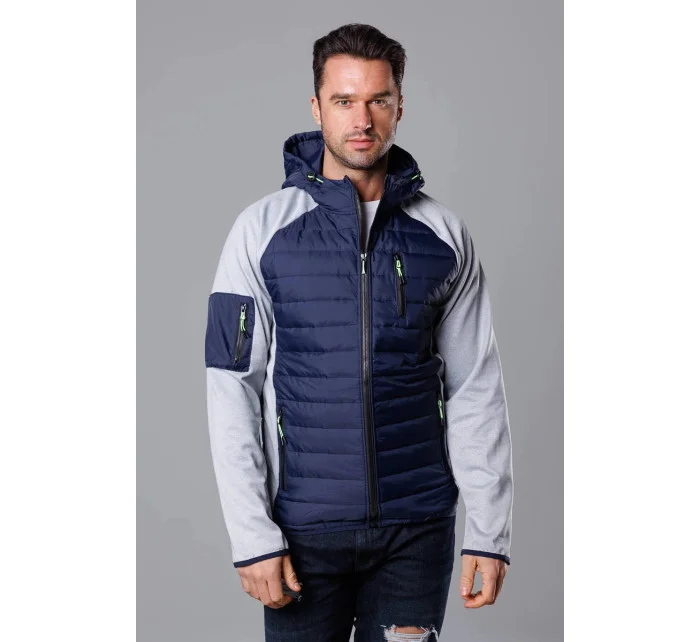 Tmavo modro-šedá pánska športová bunda z rôznych spojených materiálov (8M906-215)