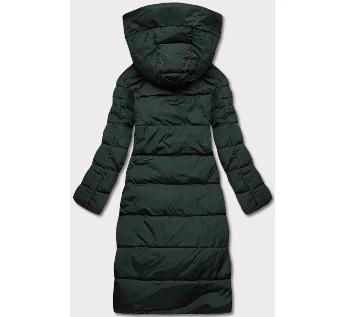 Tmavozelená dlhá dámska zimná bunda (2M-033)