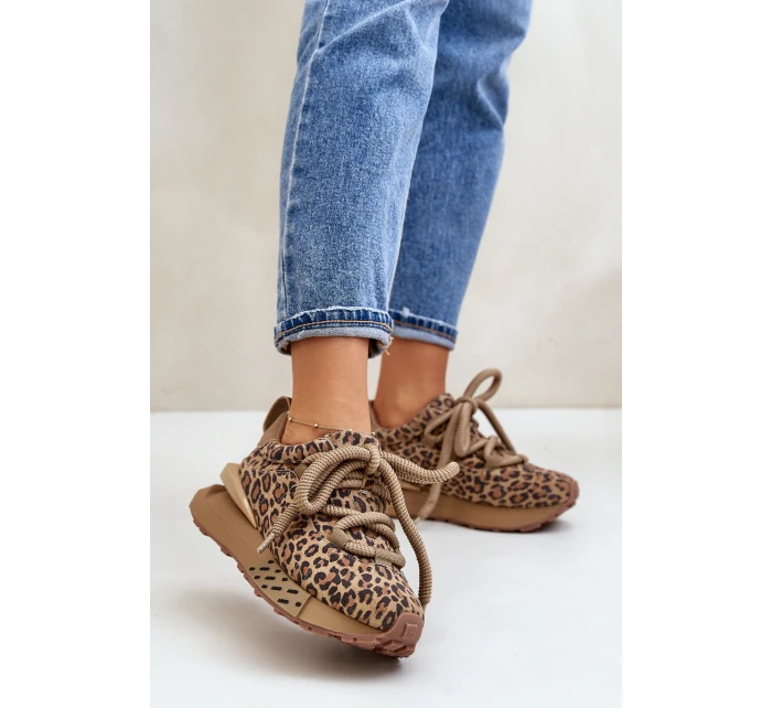 Zamszowe Sneakersy Damskie Na Platformie Z Grubym Sznurowaniem Panterka Artiker 55C0135 Brązowe Zamszowe Sneakersy Damskie Na Platformie Z Grubym Sznurowaniem Panterka Artiker 55C0135 Brązowe