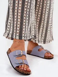 Dámské Pantofle Na Platformě Se Zlatými Přezkami Modré model 21689236 - Boto