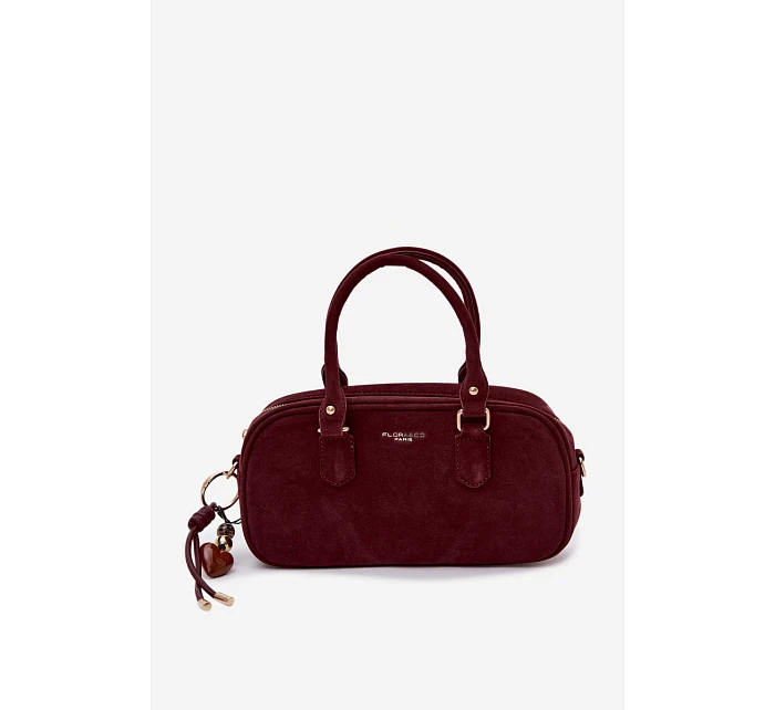 Malá bordová kabelka typu kufřík z eko semiše model 22111524 - Flora&Co