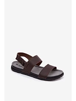 Kožené Pánské Sandály  Tmavě hnědé model 22200764 - Inblu
