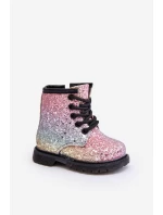 Dziecięce Brokatowe Botki Ocieplane z Suwakiem Multikolor Saussa Dziecięce Brokatowe Botki Ocieplane z Suwakiem Multikolor Saussa