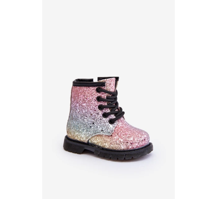 Dziecięce Brokatowe Botki Ocieplane z Suwakiem Multikolor Saussa Dziecięce Brokatowe Botki Ocieplane z Suwakiem Multikolor Saussa