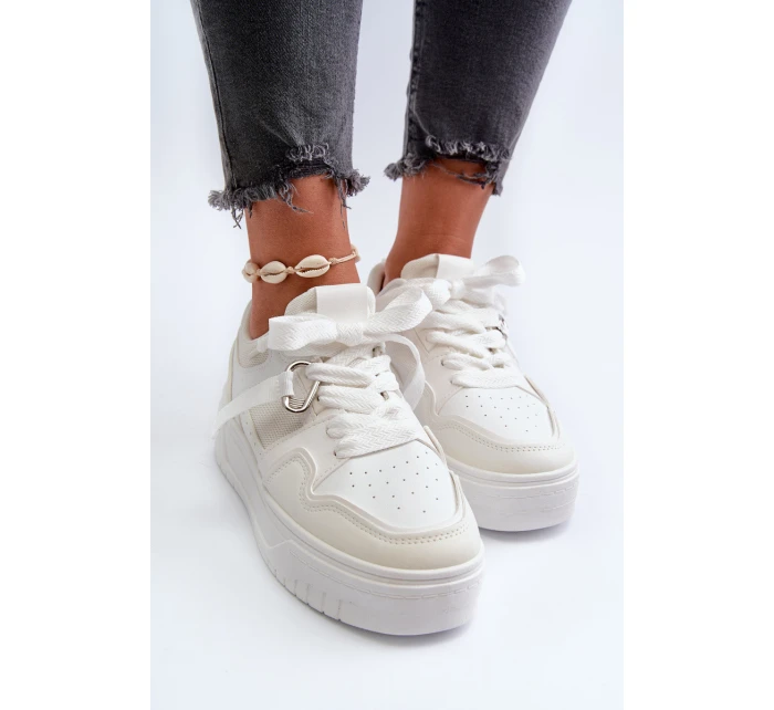 Dámské tenisky na platformě z ekokože Bílé model 21657718 - Boto Dámské tenisky na platformě z ekokože Bílé model 21657718 - Boto