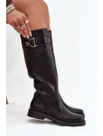 Dámske čižmy na nízkom podpätku s ozdobným detailom Arvessa - čierne Dámske čižmy na nízkom podpätku s ozdobným detailom Arvessa - čierne