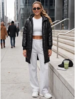 Dlhá dámska prešívaná bunda s kapucňou TY5809 čierna – FashionStreet