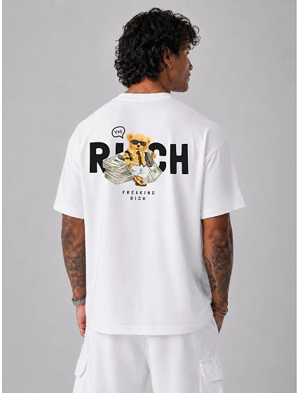Pánske biele tričko s potlačou Freaking Rich FashionStreet NX4012R