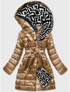 Dámska ľahká zimná bunda so zateplenou kapucňou hnedá (omdl-019)
