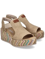Dámske sandále na podpätku béžové Rieker 69472-60