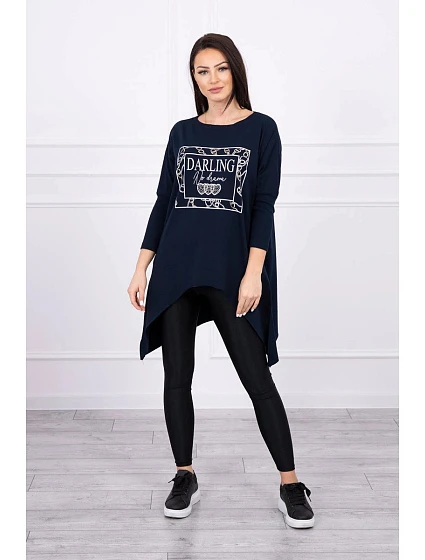 Darling tunika s potiskem námořnická modř S/M - L/XL