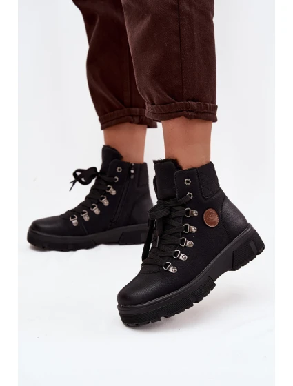 Ocieplane Trapery Damskie Na Platformie Czarne Zaraine Ocieplane Trapery Damskie Na Platformie Czarne Zaraine