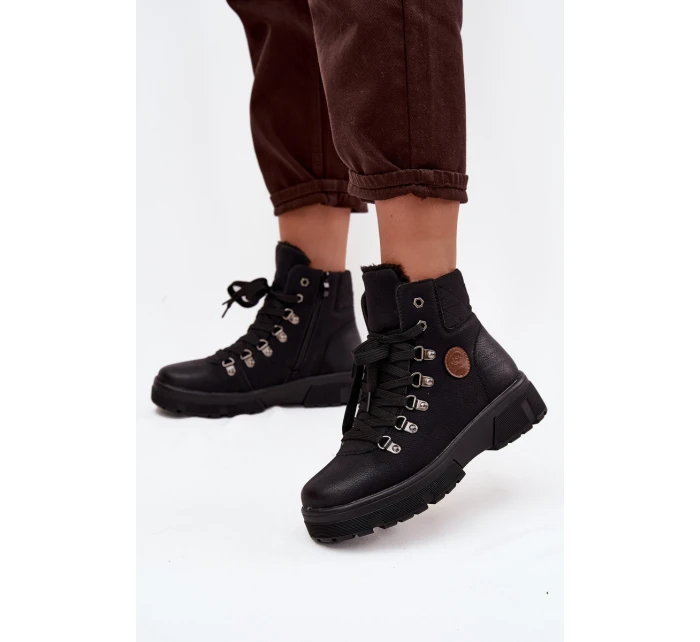 Ocieplane Trapery Damskie Na Platformie Czarne Zaraine Ocieplane Trapery Damskie Na Platformie Czarne Zaraine