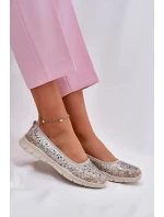 Dámské kožené perforované baleríny Leaneila – zlaté