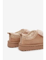 Detské snehové topánky s výšivkou a mašľou Daven - béžové Detské snehové topánky s výšivkou a mašľou Daven - béžové