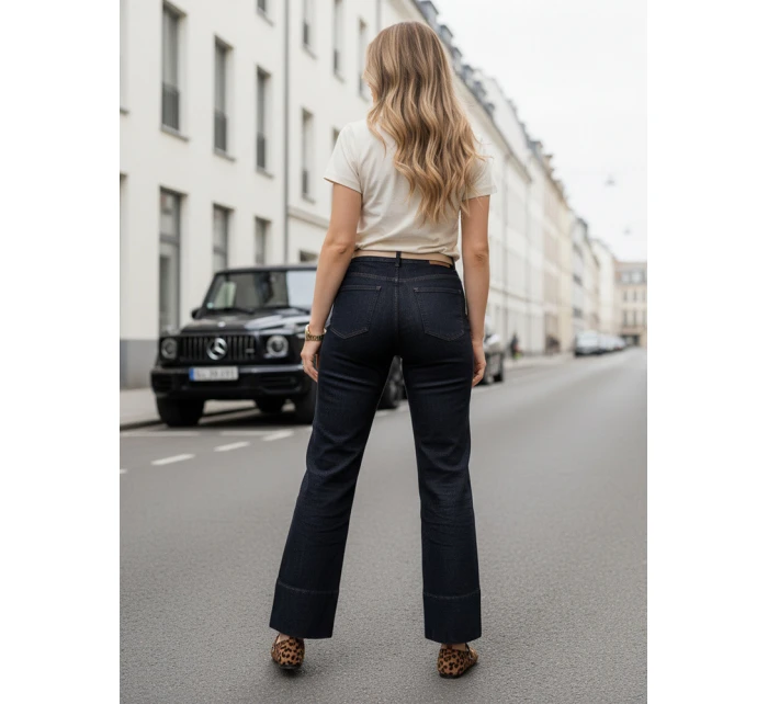 Dámské džínové kalhoty s širokými nohavicemi navy blue Dstreet model 21987949 - FashionStreet