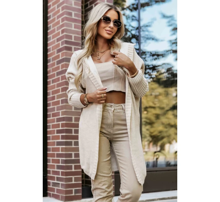 oversize svetr s kapucí a nášivkou béžový model 21382135 - numoco basic