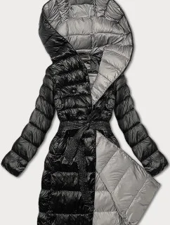 Černá dámská bunda pro přechodné období s páskem model 21248778 - Libland